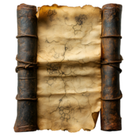 Ancient Scroll, Aged Parchment Paper with Rolled Edges, Vintage Texture png