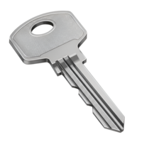3D Render of a Modern Silver Key - Security, Access, and Opportunity Concept png