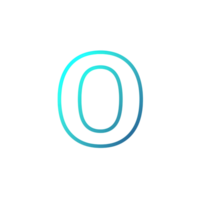 Teal and Blue Gradient Number Zero, Digit 0, Abstract Graphic Design Element png