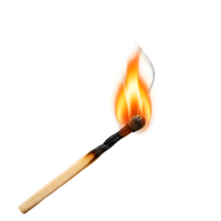 Lit Matchstick with Bright Flame on transparent Background png