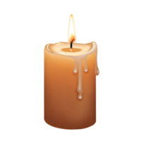 Lit Candle with Melted Wax, Isolated on transparent Background png