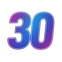 Bold Gradient Number 30 Colorful Digital Design Element png