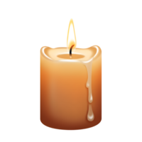 Burning Candle with Melted Wax, Isolated on transparent Background png