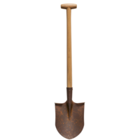 Rusty Shovel with Wooden Handle Against Transparent Background png