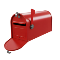 Red Metal Postbox with Open Door, 3D Render png