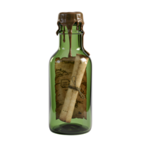 Message in a Bottle with Wax Seal and Treasure Map png