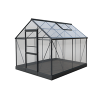 Modern Aluminum Greenhouse with Sliding Door and Roof Vent 3D Render png