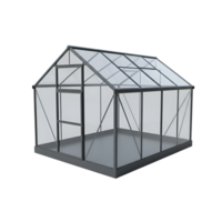 Modern Aluminum Frame Greenhouse with Glass Panels and Sliding Door png