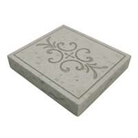 Elegant Ornate Square Stone Tile, Beige Marble Texture with Etched Design png