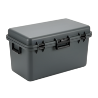 Durable Gray Plastic Storage Container with Secure Latches png