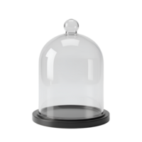 Empty Glass Cloche with Black Wooden Base Display Dome for Product Presentation or Decoration png
