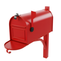 Classic Red Mailbox on a Post 3D Render png