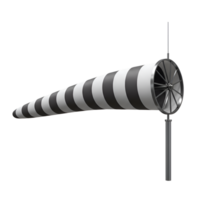 3D Render of a Black and White Windsock, Airport Wind Indicator png