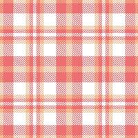 Cool Salmon Pink and Deep Peach Seamless Tartan Textile Design vector