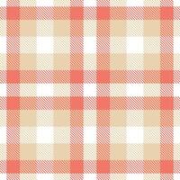 Cool White and Deep Salmon Seamless Tartan Textile Design vector