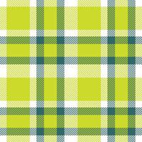 Deep White and Deep Sickly Yellow Seamless Tartan Textile Design vector