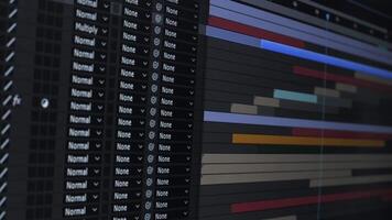 A close-up of the Adobe After Effects interface, displaying a timeline with multiple layers and keyframes used for motion graphics and visual effects editing. video