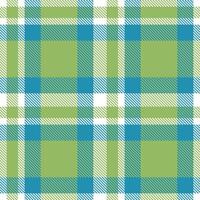 Soft White and Deep Light Moss Green Seamless Tartan Textile Design vector
