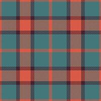 Light Pale Red and Muted Deep Aqua Seamless Tartan Textile Design vector