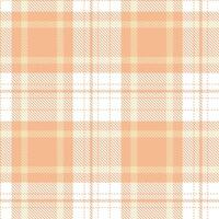 Deep Peach and Muted White Seamless Tartan Textile Design vector