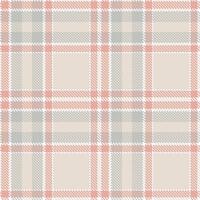 Dusty White and Muted Pinkish Tan Seamless Tartan Textile Design vector