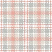 Soft White and Light Pinkish Tan Seamless Tartan Textile Design vector