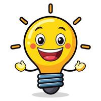Happy lightbulb character with a joyful expression vector