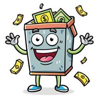 Money Box Character with Joyful Expression vector