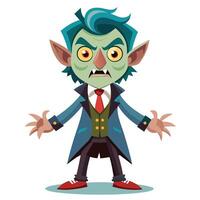 Angry, green-skinned vampire character in a formal suit vector