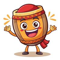 Animated drum character with a joyful expression vector