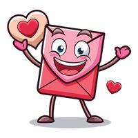 Animated envelope character holding a heart vector