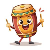 Animated cartoon drum with happy expression vector