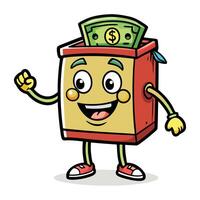 Cartoon Money Box Character vector