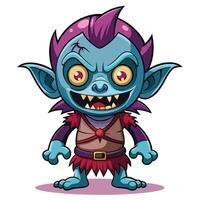 Cartoon monster with pointed ears and a menacing expression vector