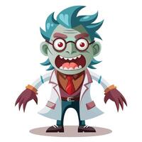 Cartoon zombie scientist with wide open mouth vector