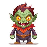 Cartoonish green creature with menacing expression vector