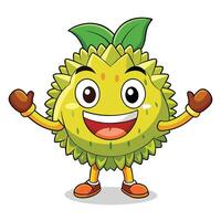 a cartoon durian fruit character with arms up and a smile vector