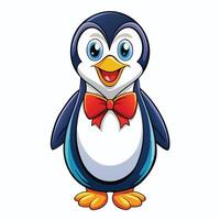 Cheerful penguin wearing a bow tie vector