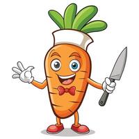 Chef carrot character with knife vector