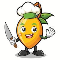 Chef citrus fruit character with knife vector