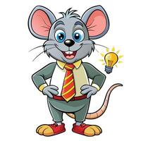 Clever mouse in business attire with a lightbulb idea vector