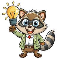 Clever Raccoon with Lightbulb vector