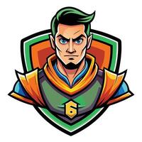 Colorful male character with armor and shield vector
