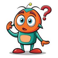 Curious cartoon alien character with a question mark vector