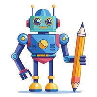 Creative Robot with a Pencil vector