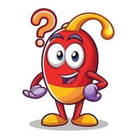 Curious cartoon character with question mark, standing pose vector