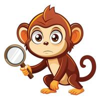 Curious Monkey with Magnifying Glass vector