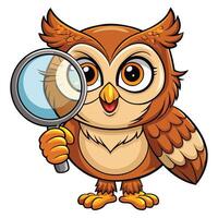 Curious owl with magnifying glass vector