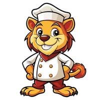 Cute cartoon lion chef vector