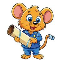 Cute cartoon mouse holding a scroll vector